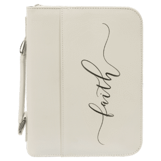 White Leatherette Book/Bible Cover with Zipper