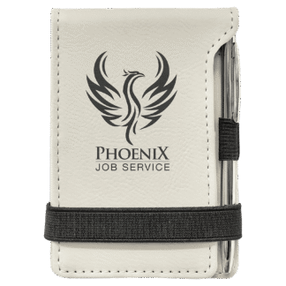 White Leatherette Mini Notepad with Pen