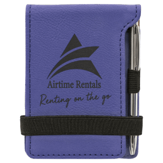 Purple Leatherette Mini Notepad with Pen