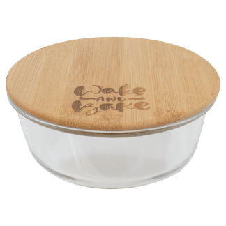 Round Glass Container with Bamboo Lid