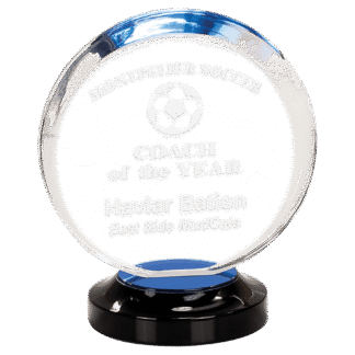 7" Blue Round Halo Acrylic with Base