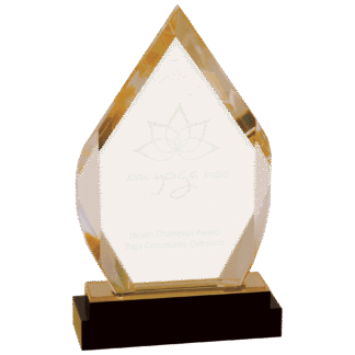 8" Gold Fusion Diamond Impress Acrylic with Black Crystal Base