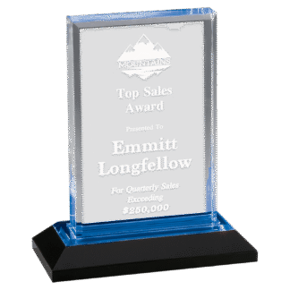 7" Blue Beveled Impress Acrylic with Base