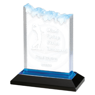 7" Blue Frosted Impress Acrylic with Base