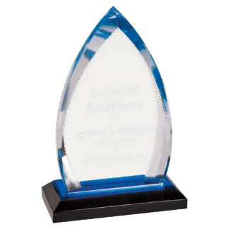 7 3/4" Blue Oval Impress Acrlyic with Base