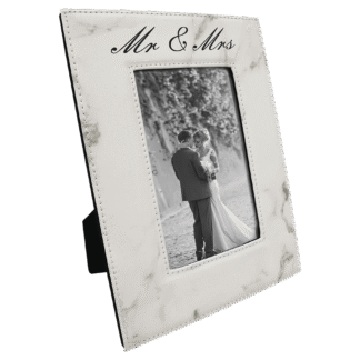White Marble Leatherette Photo Frame