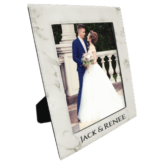 White Marble Leatherette Photo Frame