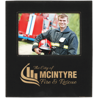 Black/Gold Leatherette Photo Frame with Large Engraving Area