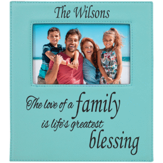 Teal Leatherette Photo Frame with Large Engraving Area