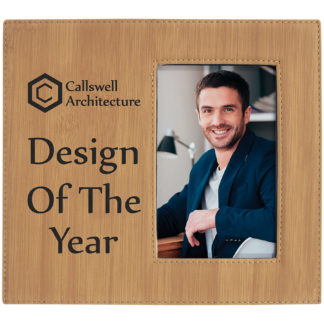 Bamboo Leatherette Photo Frame with Large Engraving Area