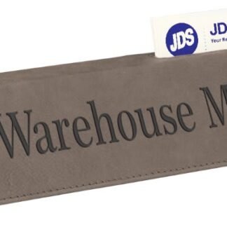 Gray Leatherette Desk Wedge with Business Card Holder