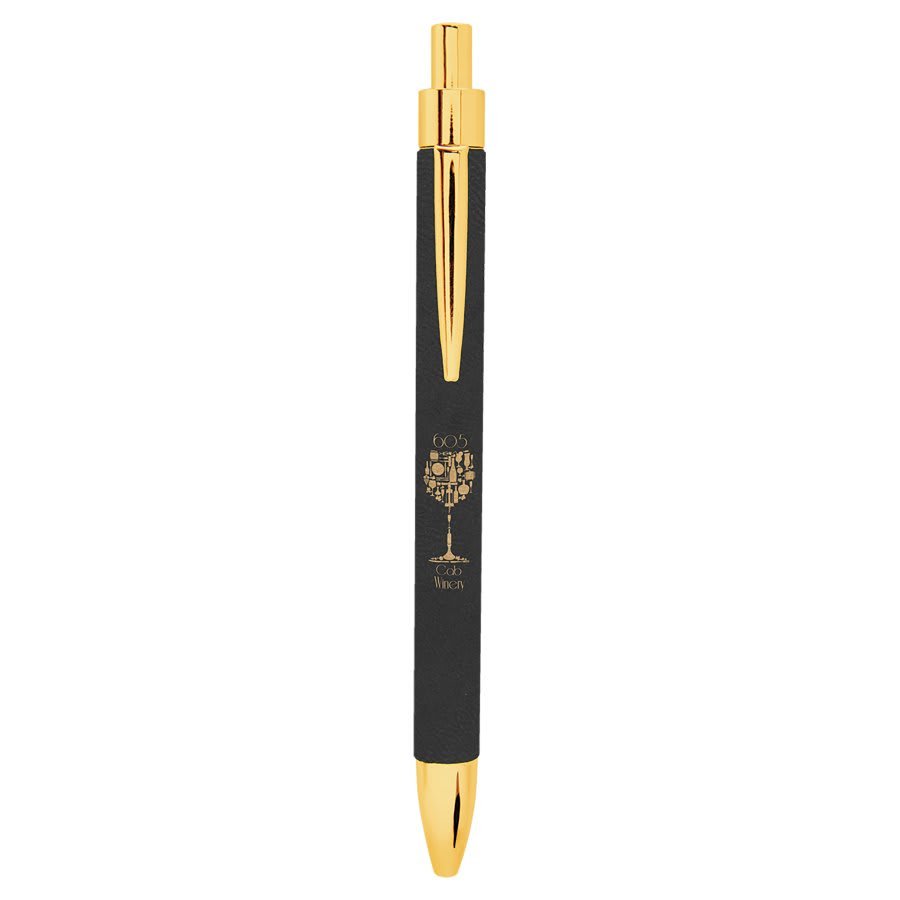 Black/Gold Leatherette Ballpoint Pen