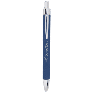 Blue/Silver Leatherette Ballpoint Pen