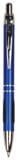 Gloss Blue Anodized Aluminum Ballpoint Pen with Rubber Gripper