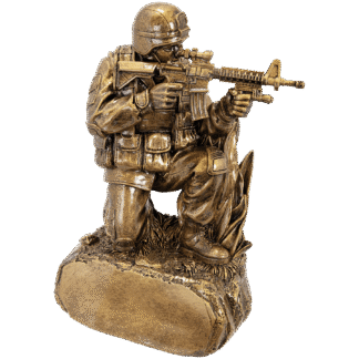 Antique Gold Military Resin Kneeling on Grass