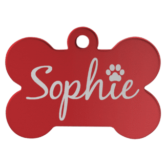 Red Anodized Aluminum Bone Pet Tag
