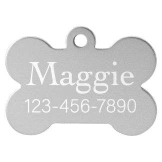 Silver Anodized Aluminum Bone Pet Tag