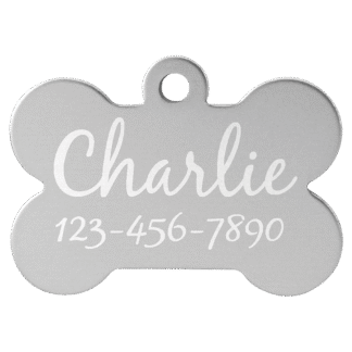 Silver Anodized Aluminum Bone Pet Tag