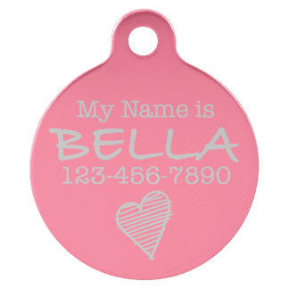 Pink Anodized Aluminum Round Pet Tag
