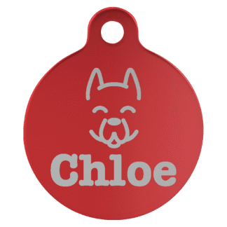 Red Anodized Aluminum Round Pet Tag