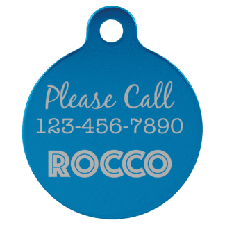 Blue Anodized Aluminum Round Pet Tag