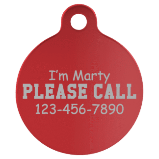 Red Anodized Aluminum Round Pet Tag