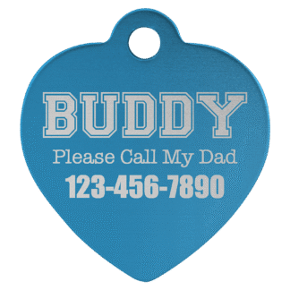 Blue Anodized Aluminum Heart Pet Tag