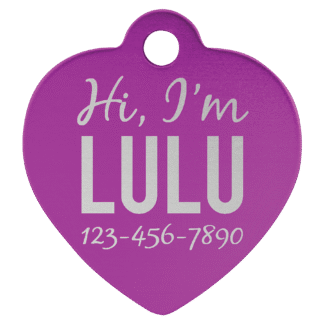 Purple Anodized Aluminum Heart Pet Tag