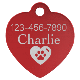 Red Anodized Aluminum Heart Pet Tag