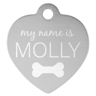 Silver Anodized Aluminum Heart Pet Tag