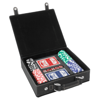 Black/Gold Leatherette Poker Set