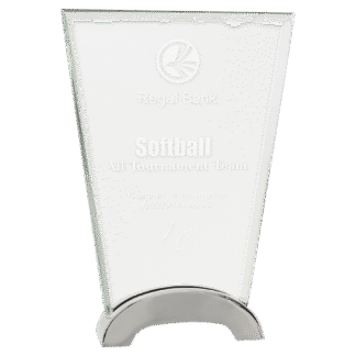 Fan Platinum Glass with Arch Metal Base