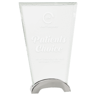 Fan Platinum Glass with Arch Metal Base