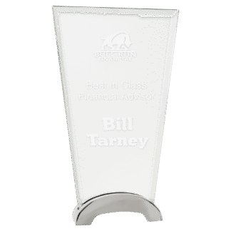 Fan Platinum Glass with Arch Metal Base