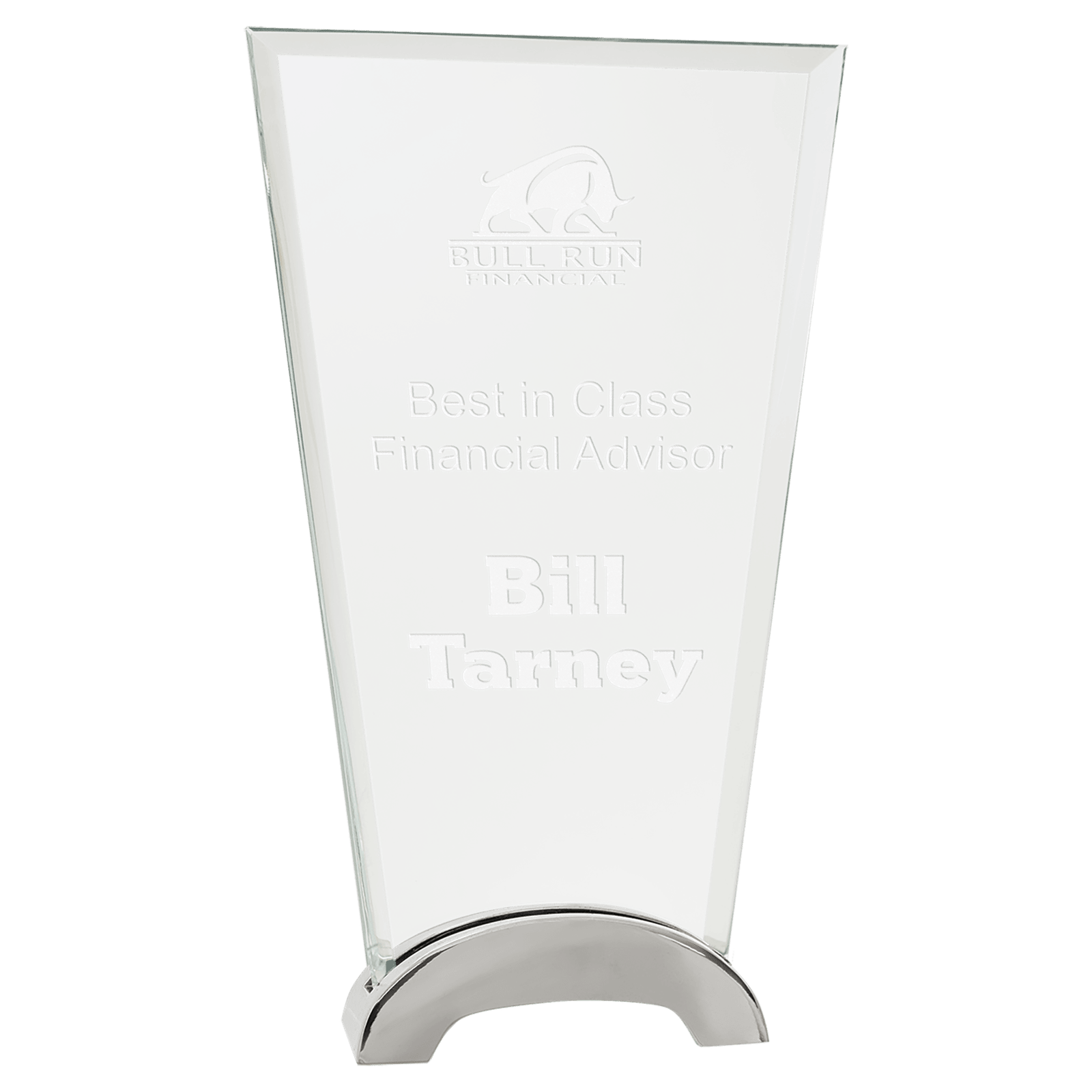 Fan Platinum Glass with Arch Metal Base
