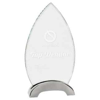 Oval Platinum Glass with Arch Metal Base