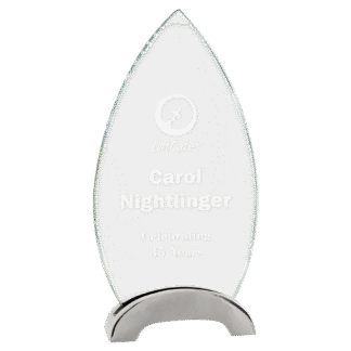 Oval Platinum Glass with Arch Metal Base