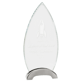 Oval Platinum Glass with Arch Metal Base