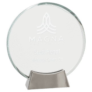 Round Platinum Glass with Full Metal Base