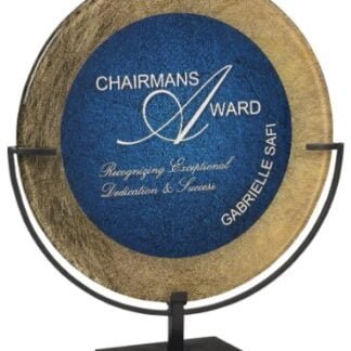 Gold & Blue Round Acrylic with Iron Stand