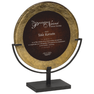 Gold & Burgundy Round Acrylic with Iron Stand