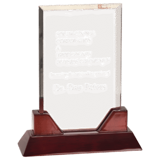 8 3/4" Rectangle Prestige Acrylic with Rosewood Piano Finish Base