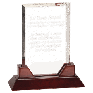 9 3/4" Rectangle Prestige Acrylic with Rosewood Piano Finish Base