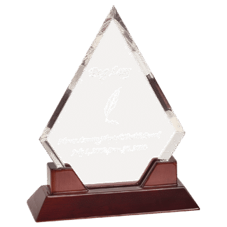 9 1/2" Diamond Prestige Acrylic with Rosewood Piano Finish Base