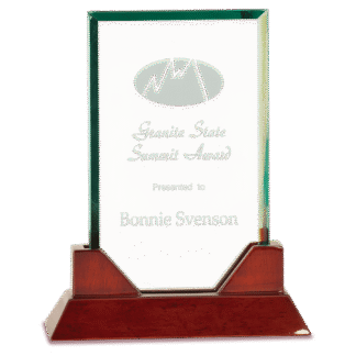 8 3/4" Rectangle Jade Glass on a Rosewood Piano Finish Base