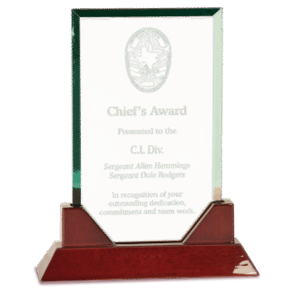 9 3/4" Rectangle Jade Glass on a Rosewood Piano Finish Base