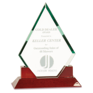 8 1/2" Diamond Premier Jade Glass with Rosewood Piano Finish Base