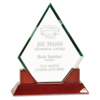 9 1/2" Diamond Premier Jade Glass with Rosewood Piano Finish Base