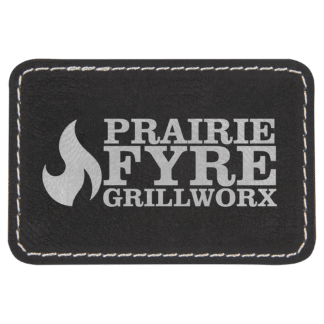 3" x 2" Black/Silver Rectangle Laserable Leatherette Patch with Adhesive