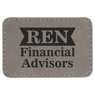 3" x 2" Gray Rectangle Laserable Leatherette Patch with Adhesive